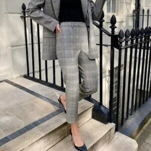 Aritzia Babaton Gray Plaid Quentin Crop Ankle Trouser Dress Pants - Sz 0